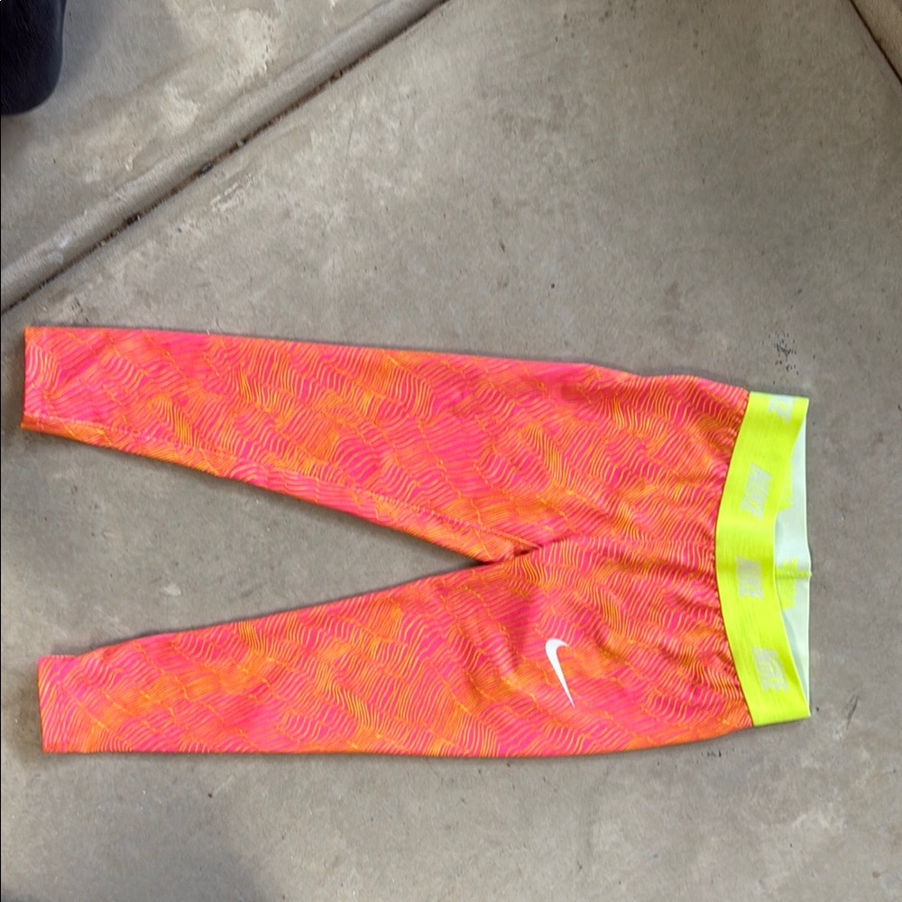 Nike Pink and Yellow Athletic Leggings